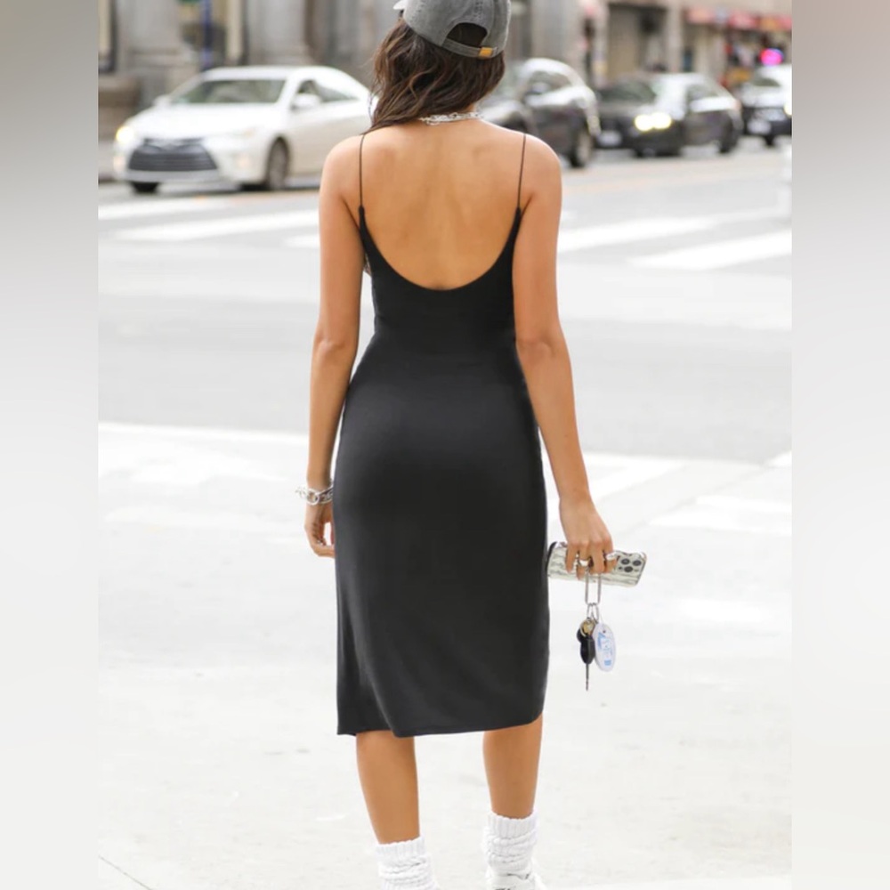 Joah Brown Black SLIT DRESS S/M - Picture 4 of 8